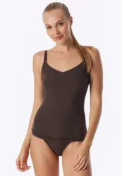 Schiesser Unterhemd V-Ausschnitt Braun - Personal Fit für Damen, Größe 38, 55 % Viskose, 25 % Polyester, 20 % Elasthan