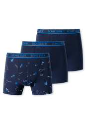Schiesser Shorts 3er-Pack Blau gemustert - 95/5 für Jungen, Größe 3Y, 95 % Baumwolle, 5 % Elasthan