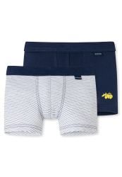 Schiesser Shorts Feinripp 2er-Pack Dunkelblau/Weiss - Feinripp Multipacks für Jungen, Größe 2Y, 100 % Baumwolle