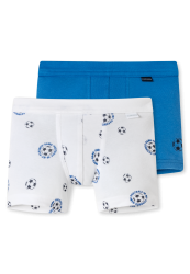 Schiesser Shorts Feinripp 2er-Pack Blau/Weiss - Feinripp Multipacks für Jungen, Größe 4Y, 100 % Baumwolle