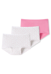 Schiesser Shorts 3er-Pack Weiss/Rosa - 95/5 für Mädchen, Größe 4Y, 95 % Baumwolle, 5 % Elasthan