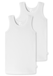 Schiesser Unterhemd 2er-Pack Weiss - 95/5 für Jungen, Größe 8Y, 95 % Baumwolle, 5 % Elasthan