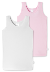 Schiesser Unterhemd 2er-Pack Weiss/Rosa - 95/5 für Mädchen, Größe 4Y, 95 % Baumwolle, 5 % Elasthan