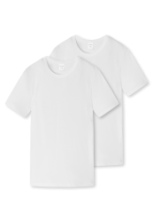 Schiesser T-Shirt 2er-Pack Weiss - 95/5 für Jungen, Größe M, 95 % Baumwolle, 5 % Elasthan
