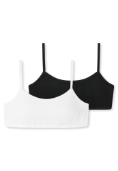 Mädchen-Bustiers 2er-Pack Organic Cotton weiß/ schwarz - 95/5 164