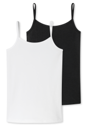 Schiesser Unterhemd 2er-Pack Schwarz/Weiss - 95/5 für Mädchen, Größe M, 95 % Baumwolle, 5 % Elasthan
