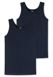 Schiesser Tank Top 2er-Pack Dunkelblau - 95/5 für Jungen, Größe L, 95 % Baumwolle, 5 % Elasthan