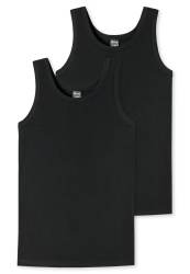 Schiesser Tank Top 2er-Pack Schwarz - 95/5 für Jungen, Größe S, 95 % Baumwolle, 5 % Elasthan