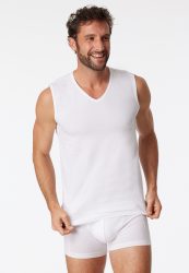 Schiesser Shirt ärmellos mit V-Ausschnitt 2er-Pack Weiss - 95/5 für Herren, Größe S, 95 % Baumwolle, 5 % Elasthan