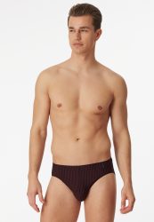 Schiesser Slip Rot gestreift - Long Life Soft für Herren, Größe M, 75 % Modal, 15 % Polyester, 10 % Elasthan
