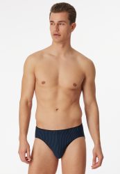 Schiesser Slip Dunkelblau gestreift - Long Life Soft für Herren, Größe XL, 75 % Modal, 15 % Polyester, 10 % Elasthan