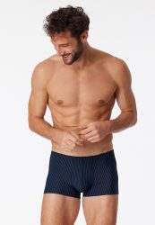 Schiesser Enge Boxershorts Dunkelblau gestreift - Long Life Soft für Herren, Größe M, 75 % Modal, 15 % Polyester, 10 % Elasthan