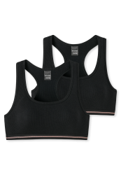 Bustiers 2er-Pack Doppelripp schwarz - Long Life Cotton 164