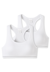 Bustiers 2er-Pack Doppelripp weiß - Long Life Cotton 152