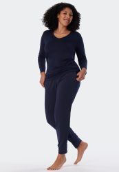 Schiesser Shirt V-Ausschnitt Dunkelblau - Mix+Relax für Damen, Größe 3XL, 95 % Modal, 5 % Elasthan
