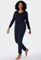 Schiesser Hose mit Bündchen Dunkelblau - Mix+Relax für Damen, Größe M, 95 % Modal, 5 % Elasthan