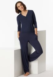 Schiesser Hose Dunkelblau - Mix+Relax für Damen, Größe XS, 95 % Modal, 5 % Elasthan