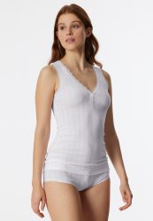 Schiesser Tank Top Weiss - Revival Agathe für Damen, Größe XS, 48 % Baumwolle, 48 % Modal, 4 % Elasthan
