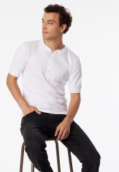 Schiesser Henley T-Shirt Weiss - Revival Karl-Heinz für Herren, Größe XXL, 100 % Baumwolle