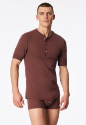 Schiesser Henley T-Shirt Rost - Revival Karl-Heinz für Herren, Größe M, 100 % Baumwolle