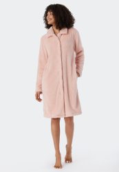 Schiesser Morgenmantel Teddy-Fleece Altrosa - Essentials für Damen, Größe 48/50, 100 % Polyester