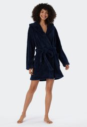 Morgenmantel Teddy-Fleece Comfort-Fit dunkelblau - Essentials L