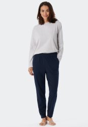 Schiesser Hose mit Bündchen Dunkelblau - Mix+Relax für Damen, Größe XS, 95 % Baumwolle, 5 % Elasthan