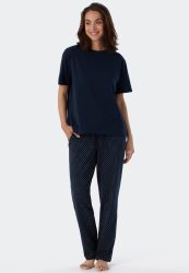 Schiesser T-Shirt Dunkelblau - Mix+Relax für Damen, Größe XS, 95 % Baumwolle, 5 % Elasthan