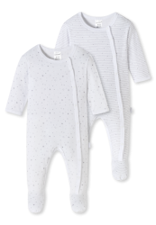 Schiesser Babybody 2er-Pack Weiss gemustert - Organic Cotton, Größe 2Y, 100 % Baumwolle