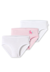 Schiesser Slip Feinripp 3er-Pack Weiss/Rosa - Original Classics für Mädchen, Größe 4Y, 100 % Baumwolle