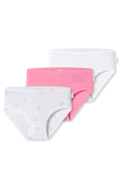 Schiesser Slip Feinripp 3er-Pack Weiss/Pink - Original Classics für Mädchen, Größe 4Y, 100 % Baumwolle