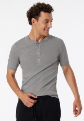 Schiesser Henley T-Shirt Grau - Revival Karl-Heinz für Herren, Größe L, 100 % Baumwolle
