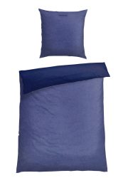 Schiesser Bettwäscheset 2-teilig Feinbiber Blau- SCHIESSER Home, Größe 155*220, 100 % Baumwolle