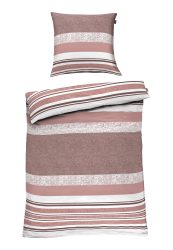 Schiesser Bettwäscheset 2-teilig Rosa gestreift - SCHIESSER Home, Größe 155*220, 100 % Baumwolle