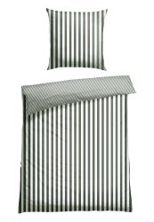 Schiesser Bettwäscheset 2-teilig Grün/Weiss gestreift - SCHIESSER Home, Größe 135*200, 100 % Baumwolle