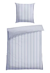 Schiesser Bettwäscheset 2-teilig Blau/Weiss gestreift - SCHIESSER Home, Größe 155*220, 100 % Baumwolle