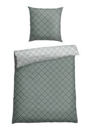 Schiesser Bettwäscheset 2-teilig Grün/Weiss gemustert - SCHIESSER Home, Größe 135*200, 100 % Baumwolle