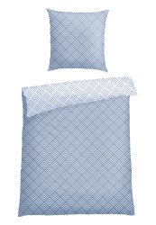 Schiesser Bettwäscheset 2-teilig Blau/Weiss gemustert - SCHIESSER Home, Größe 155*220, 100 % Baumwolle