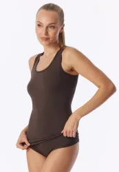 Schiesser Unterhemd Braun - Personal Fit für Damen, Größe 38, 55 % Viskose, 25 % Polyester, 20 % Elasthan