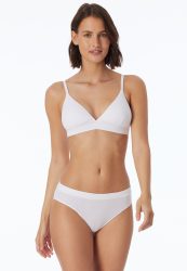 Schiesser Soft-BH Doppelripp mit herausnehmbaren Pads Weiss - Pure Rib für Damen, Größe 85C, 50 % Baumwolle, 5 % Elasthan, 45 % Modal