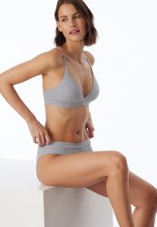 Schiesser Soft-BH Doppelripp mit herausnehmbaren Pads Grau - Pure Rib für Damen, Größe 80B, 50 % Baumwolle, 5 % Elasthan, 45 % Modal