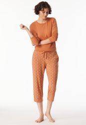 Schiesser Hose 3/4-lang Orange gemustert - Mix+Relax für Damen, Größe M, 95 % Modal, 5 % Elasthan