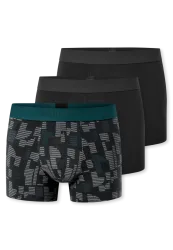 Schiesser Enge Boxershorts 3er-Pack Schwarz gemustert - 95/5 für Herren, Größe L, 95 % Baumwolle, 5 % Elasthan