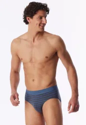 Schiesser Slip 3er-Pack Grau/Dunkelblau gestreift - 95/5 für Herren, Größe S, 95 % Baumwolle, 5 % Elasthan