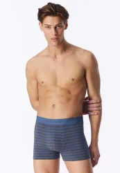 Schiesser Enge Boxershorts 3er-Pack Grau/Dunkelblau gestreift - 95/5 für Herren, Größe S, 95 % Baumwolle, 5 % Elasthan