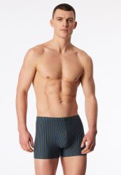 Schiesser Enge Boxershorts 3er-Pack Blau/Grün gestreift - 95/5 für Herren, Größe L, 95 % Baumwolle, 5 % Elasthan