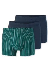 Schiesser Enge Boxershorts 3er-Pack Blau/Grün gestreift - 95/5 für Herren, Größe S, 95 % Baumwolle, 5 % Elasthan