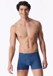 Schiesser Enge Boxershorts 3er-Pack Blau/Dunkelblau gestreift - 95/5 für Herren, Größe S, 95 % Baumwolle, 5 % Elasthan