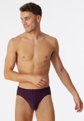 Schiesser Slip Rot gestreift - 95/5 für Herren, Größe L, 95 % Baumwolle, 5 % Elasthan