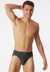 Schiesser Slip Schwarz gestreift - 95/5 für Herren, Größe M, 95 % Baumwolle, 5 % Elasthan
